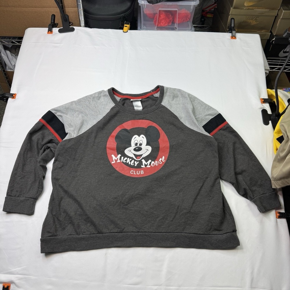Disney Parks Size‎ 2X Mickey Mouse Club Sweatshirt Gray Mouseketeer Pullover Top